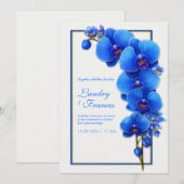 Cobalt Blue Gilded Orchid Wedding Kaart (Voorkant / Achterkant)