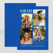Cobalt Blue Grad Announcement With Photos Kaart (Voorkant / Achterkant)