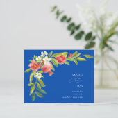 Cobalt Blue Granaatappel Bruiloft Save the Date Briefkaart (Staand voorkant)