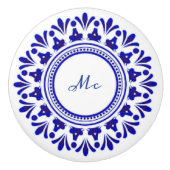 Cobalt Blue "Le Fleur" Keramische Knop (Voorkant)