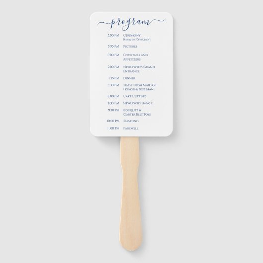 Cobalt Blue & Lemon Yellow Wedding Fan Program Handwaaier (Achterkant)