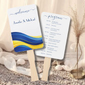 Cobalt Blue & Lemon Yellow Wedding Fan Program Handwaaier