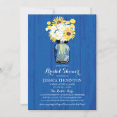 Cobalt Blue Mason Jar Zonnebloemen | Vrijgezellenf Kaart (Voorkant)