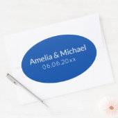 Cobalt Blue minimalist save the date Ovale Sticker (Envelop)
