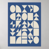 Cobalt Blue Modern Geometric Shapes Art Poster (Voorkant)