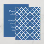 Cobalt Blue Moroccan Tegel Trellis Kaart (Voorkant / Achterkant)