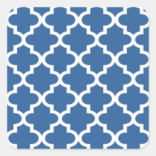 Cobalt Blue Moroccan Tegel Trellis Vierkante Sticker (Voorkant)