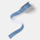 Cobalt Blue Moroccan Tile Trellis Satijnen Lint (Achterkant)