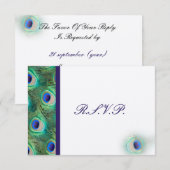 Cobalt Blue Peacock RSVP-kaarten RSVP Kaartje (Voorkant / Achterkant)
