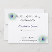 Cobalt Blue Peacock RSVP-kaarten RSVP Kaartje (Achterkant)
