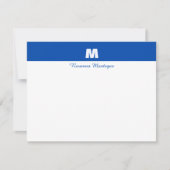 Cobalt Blue Personalized Name Letter Monogram  Notitiekaartje (Voorkant)