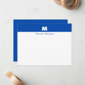 Cobalt Blue Personalized Name Letter Monogram  Notitiekaartje (Voorkant / Achterkant in situ)