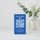 Cobalt Blue Photo Sharing Capture Love QR Code  Visitekaartje (Staand voorkant)