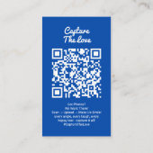 Cobalt Blue Photo Sharing Capture Love QR Code  Visitekaartje (Achterkant)