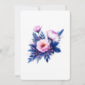 Cobalt Blue Pink Floral Modern Elegant Wedding Kaart (Achterkant)