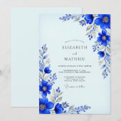 Cobalt Blue Pristine Winter Wedding Kaart (Voorkant / Achterkant)
