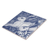 Cobalt Blue Rabbit Chinoiserie Dedham Delft Navy Tegeltje (Zijkant)
