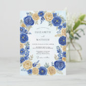 Cobalt Blue Regal Spring Wedding Kaart (Staand voorkant)