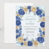 Cobalt Blue Regal Spring Wedding Kaart (Voorkant / Achterkant)