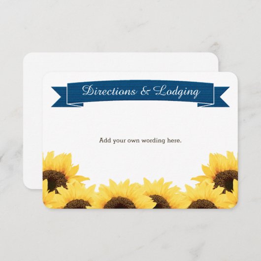 COBALT BLUE RUSTIC SUNFLOWER ENCLOSURE INSERING INFORMATIEKAARTJE (Voorkant / Achterkant)