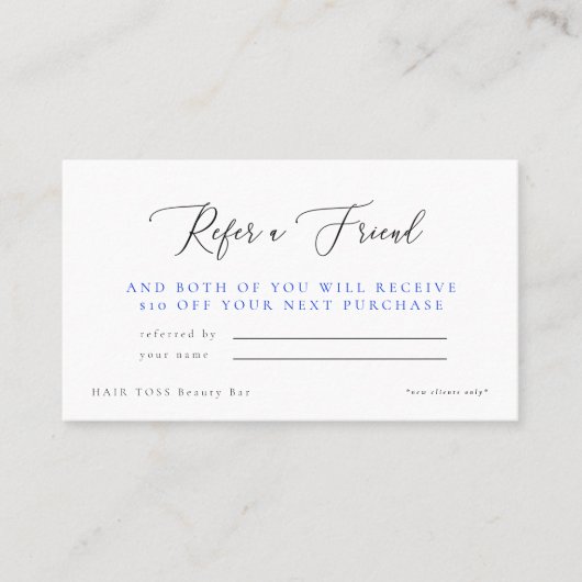 Cobalt Blue Salon Verwijs een vriend korting Visitekaartje (Voorkant)