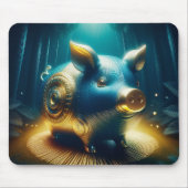 Cobalt Blue Steampunk Pig Muismat (Voorkant)