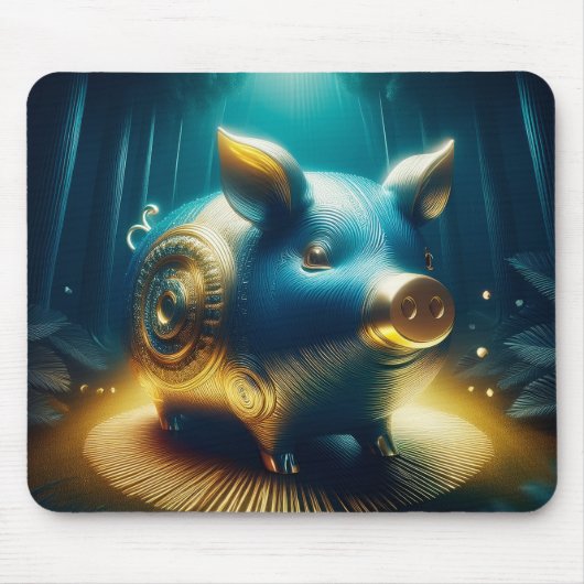 Cobalt Blue Steampunk Pig Muismat (Voorkant)
