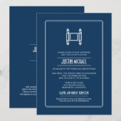 Cobalt Blue Torah Bar Mitzvah Kaart (Voorkant / Achterkant)