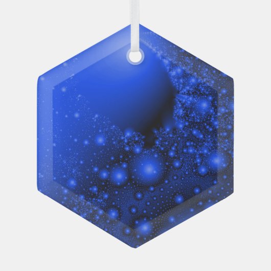 Cobalt Blue Universe Fractal Art Suncatcher Glas Ornament (Voorkant)