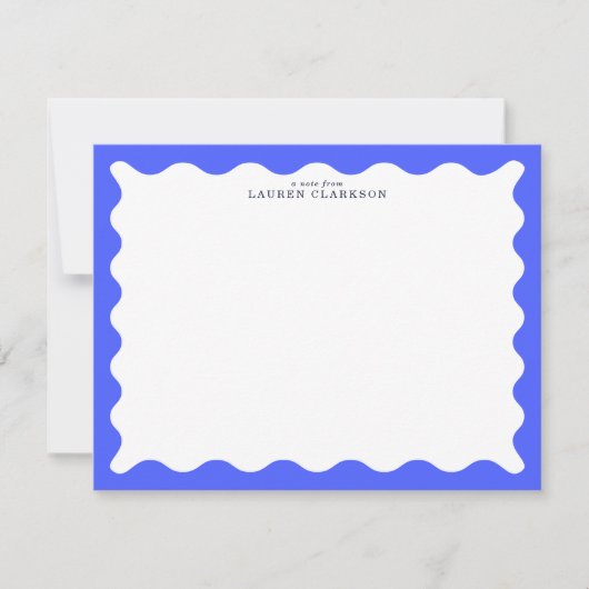 Cobalt Blue Wavy Frame Note Card Kaart (Voorkant)