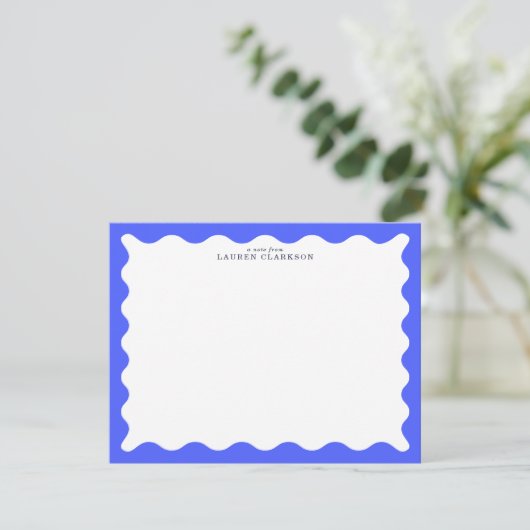 Cobalt Blue Wavy Frame Note Card Kaart (Staand voorkant)