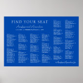 Cobalt Blue Wedding Alphabetical Seating Chart Poster (Voorkant)