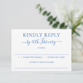 Cobalt Blue Wedding Kindly Reply RSVP Kaartje (Staand voorkant)
