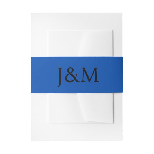 Cobalt Blue Wedding Monogram Belly Bands Uitnodigingen Wikkel (Voorkant Voorbeeld)