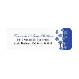 Cobalt Blue   White Orchid Sprig Wedding Etiket