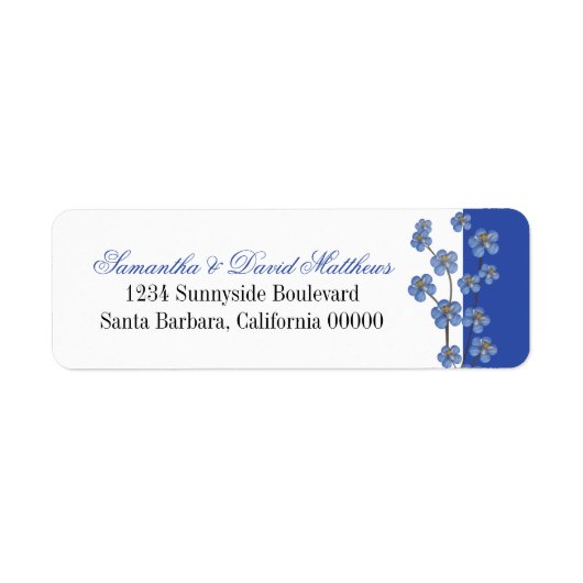 Cobalt Blue | White Orchid Sprig Wedding Etiket (Voorkant)