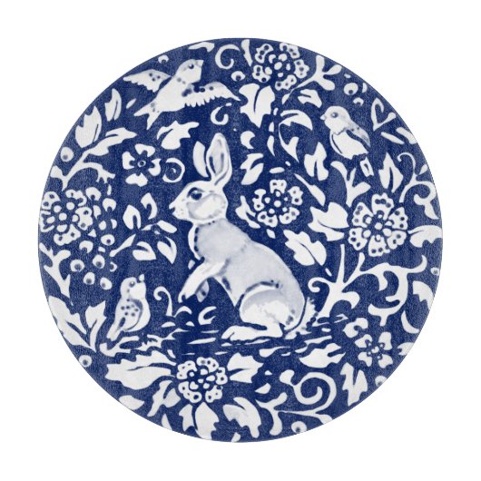 Cobalt Blue White Rabbit Bunny Bird Praktisch Snijplank (Voorkant)