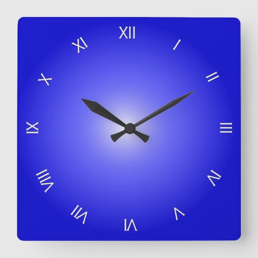 Cobalt Blue White Roman Numerals Vierkante Klok (Voorkant)