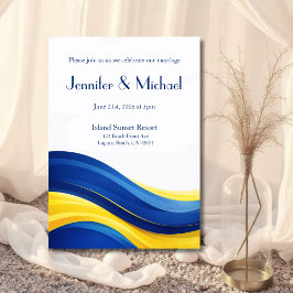 Cobalt Blue & Yellow Modern Wedding Kaart