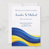 Cobalt Blue & Yellow Modern Wedding  Kaart (Voorkant)
