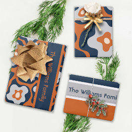 Cobalt Blues Roest Ei Bloemen Aangepaste Naam Inpakpapier Vel