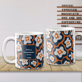 Cobalt Blues Roest Ei Bloemen Aangepaste Naam Koffiemok