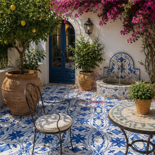 Cobalt Breeze Hand-Painted Blue Mediterranean Tegeltje