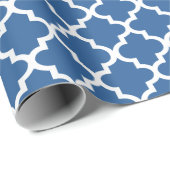 Cobalt Bright Blue Moroccan Tegel Trellis Cadeaupapier (Rol Hoek)