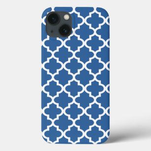 Cobalt Bright Blue Moroccan Tegel Trellis iPhone 13 Hoesje