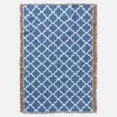 Cobalt Bright Blue Moroccan Tegel Trellis Deken (Voorkant Verticaal)