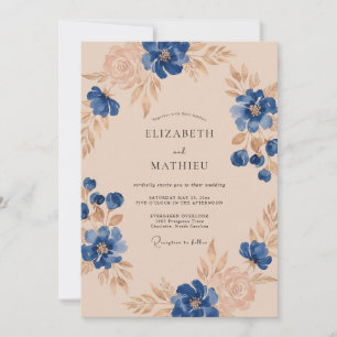 Cobalt Champagnetuin Bruiloft Kaart