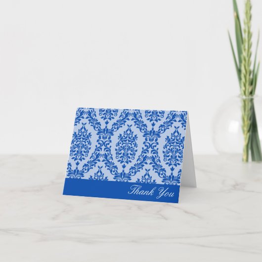 Cobalt Damask Dank u Bedankkaart (Voorkant)