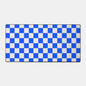 Cobalt en crème schaakbordpatroon bureaumat (Voorkant)