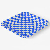 Cobalt en crème schaakbordpatroon papieren bordje (Gebogen)